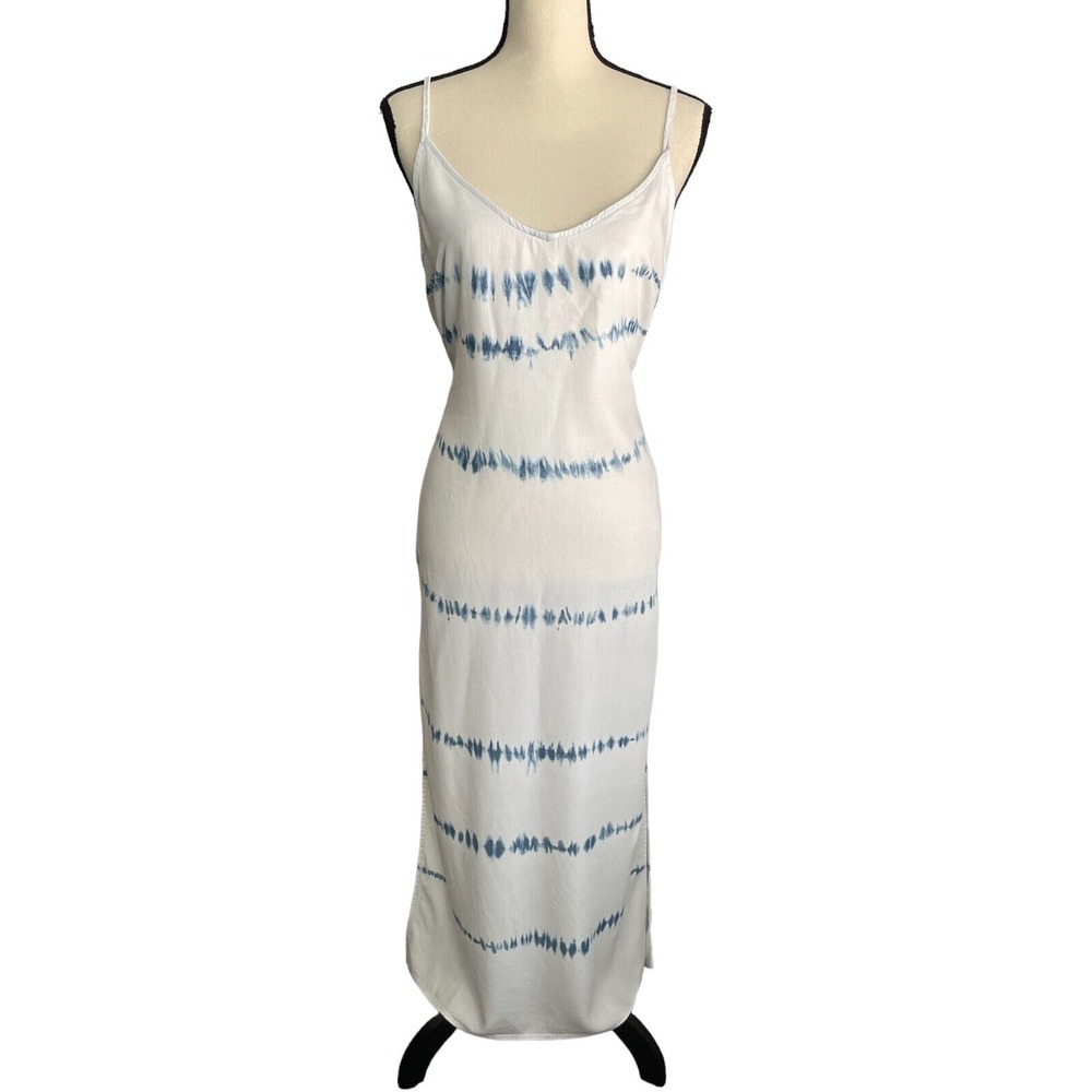Chelsea & Violet Maxi Dress Women's Size Small White Blue Tie Dye Resortwear